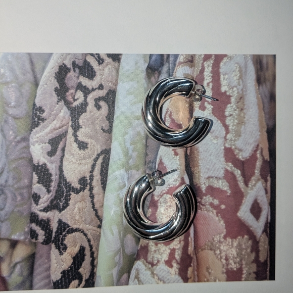 Chunky Silver Hoops - Picture 4 of 6